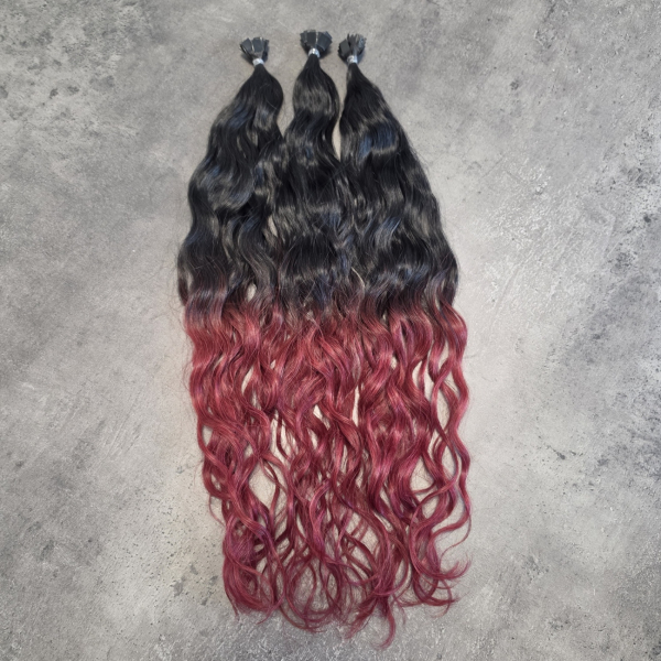 Bondings gelockt 55cm - Ombre 01 auf RED